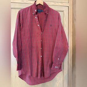 Vintage 90's Ralph Lauren Men's Red / Green Plaid Button Down Yarmouth Cotton
